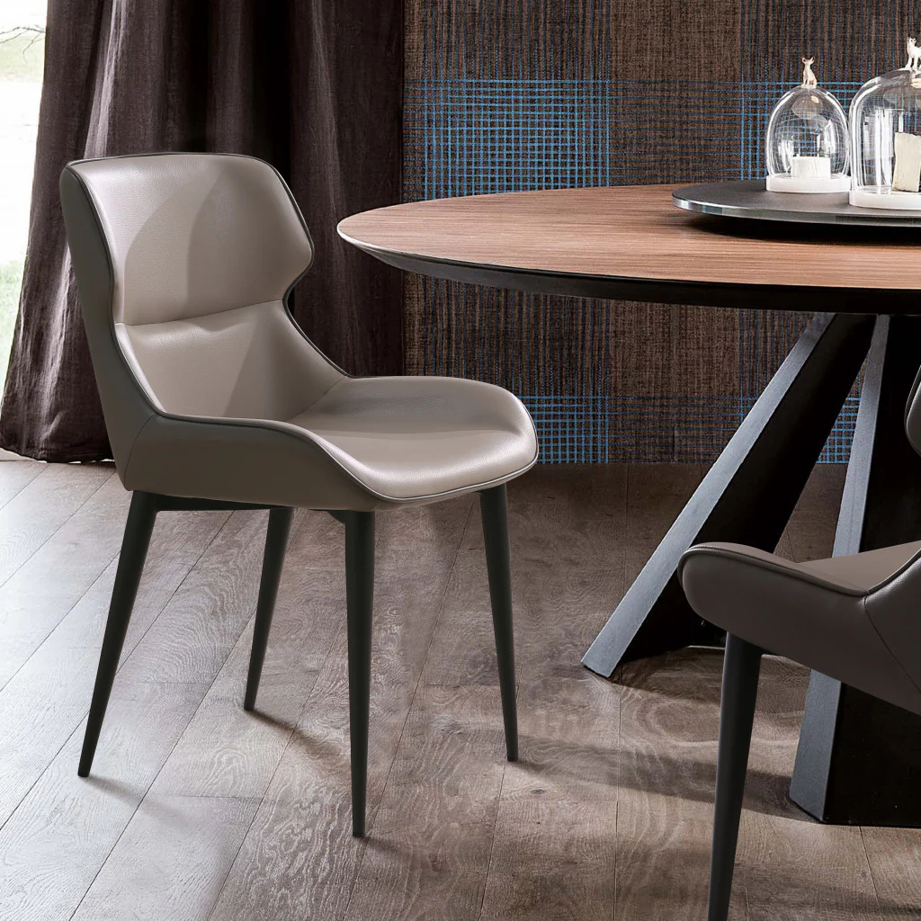 Gray And Black Upholstered Faux Leather Dining Side Chair By Homeroots - Image 3