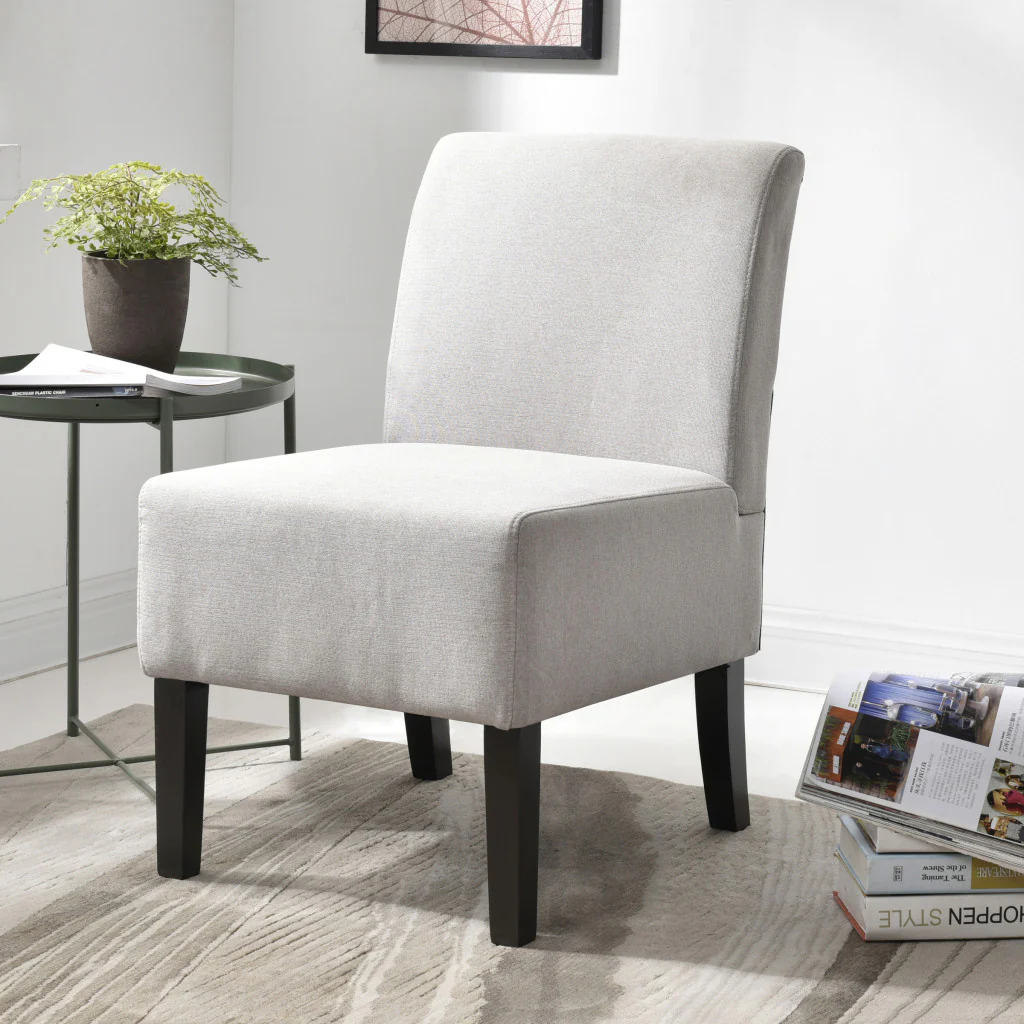 Gray and Black Upholstered Slipper Chair By Homeroots - Image 4