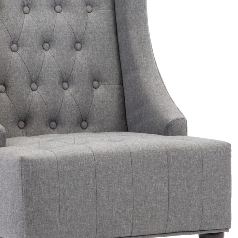 Gray and Black Upholstered Tufted Wingback Chair By Homeroots - Image 3