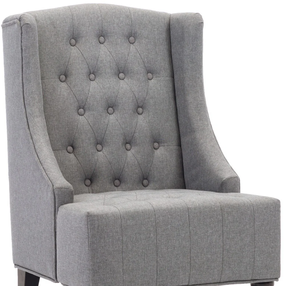 Gray and Black Upholstered Tufted Wingback Chair By Homeroots - Image 4