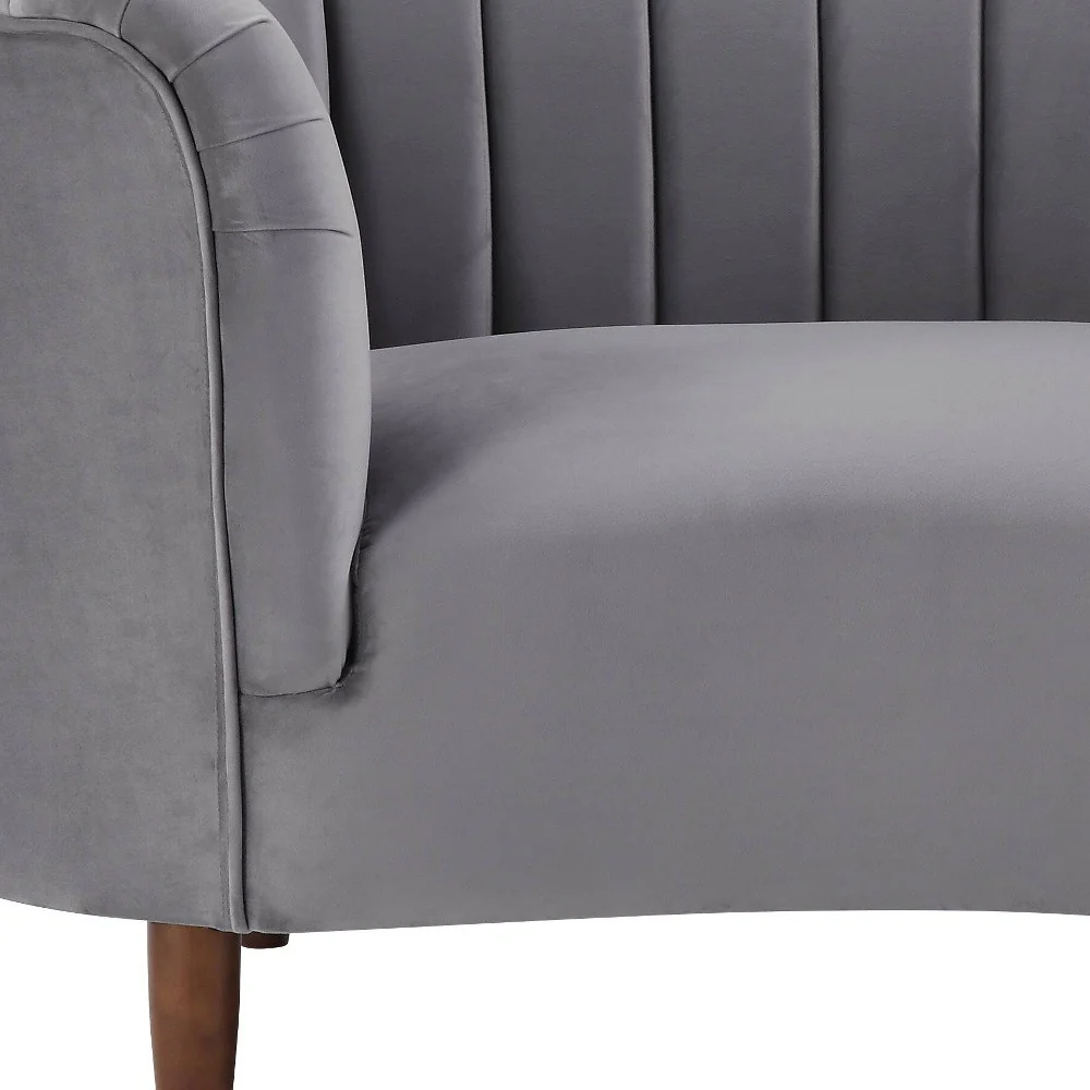 Gray and Black Velvet Striped Arm Chair By Homeroots - Image 3