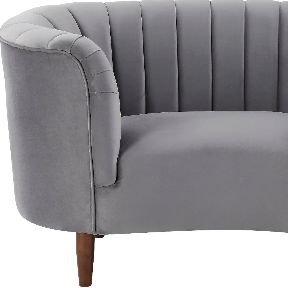 Gray and Black Velvet Striped Arm Chair By Homeroots - Image 4