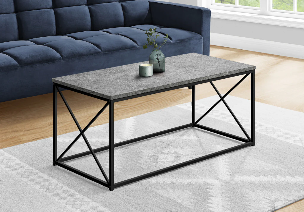 Gray And Black Wood And Metal Coffee Table By Homeroots - Image 2