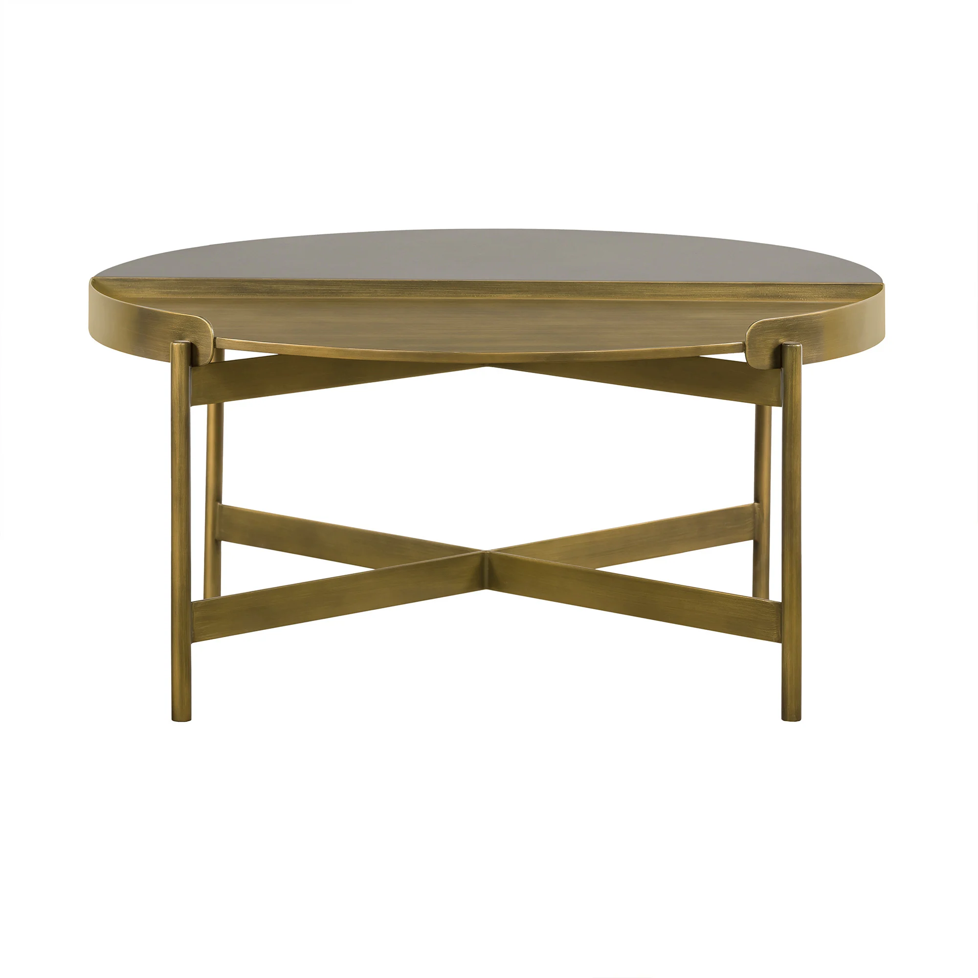 Gray And Brass Concrete And Metal Round Coffee Table By Homeroots - Image 3