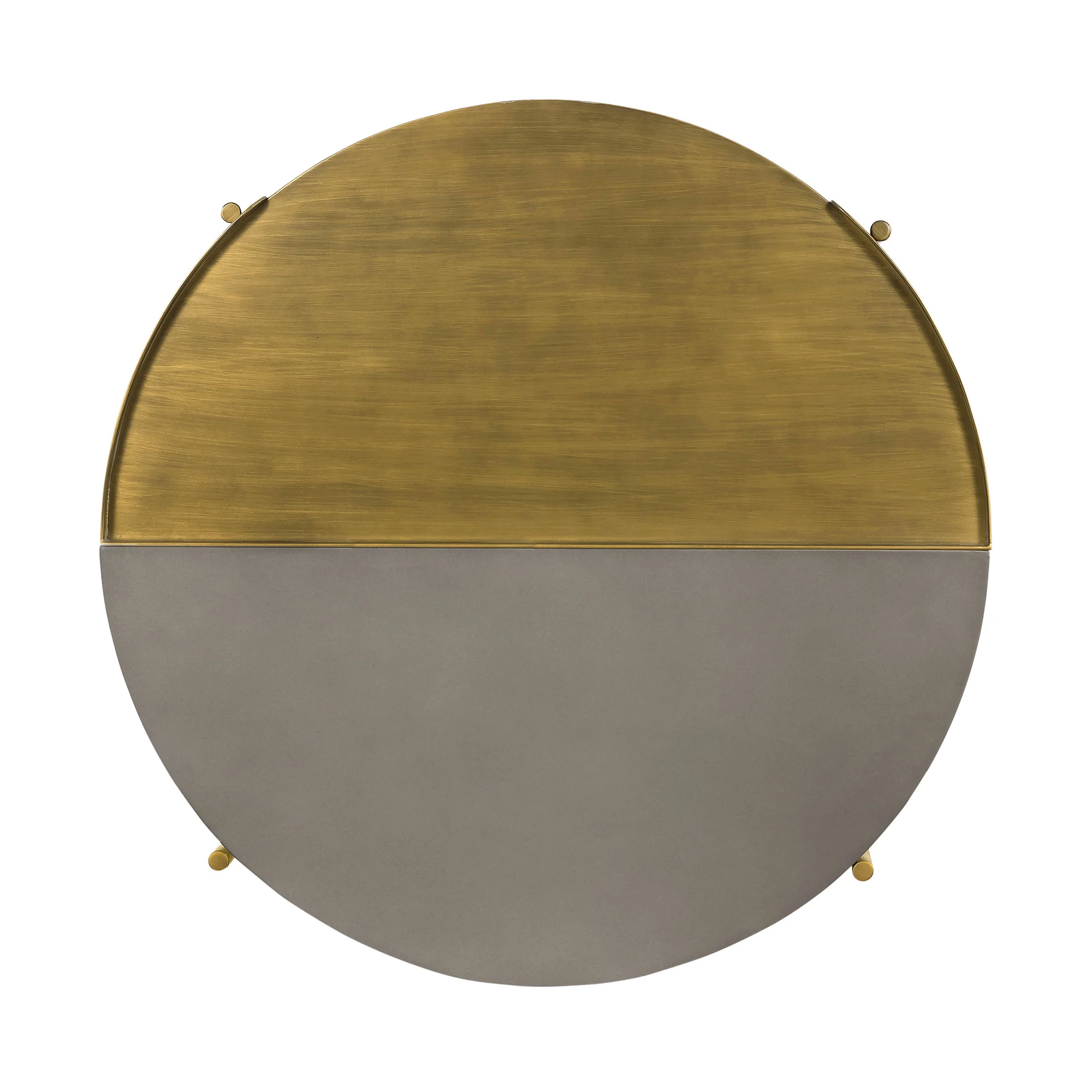 Gray And Brass Concrete And Metal Round Coffee Table By Homeroots - Image 4