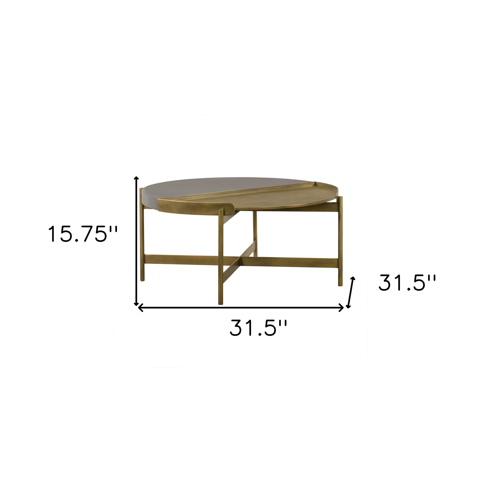 Gray And Brass Concrete And Metal Round Coffee Table By Homeroots - Image 7