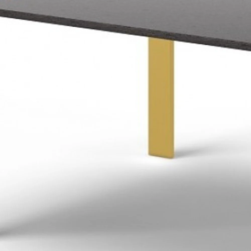 Gray And Brass Stainless Steel Dining Table By Homeroots - Image 4