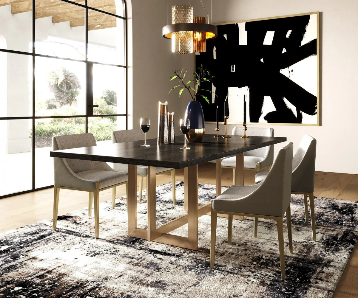 Gray And Brass Upholstered Fabric Dining Side Chair By Homeroots - Image 5