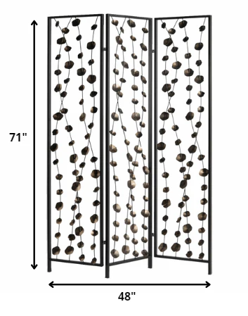 Gray And Bronze Metal Falling Blooms Screen By Homeroots - Image 2