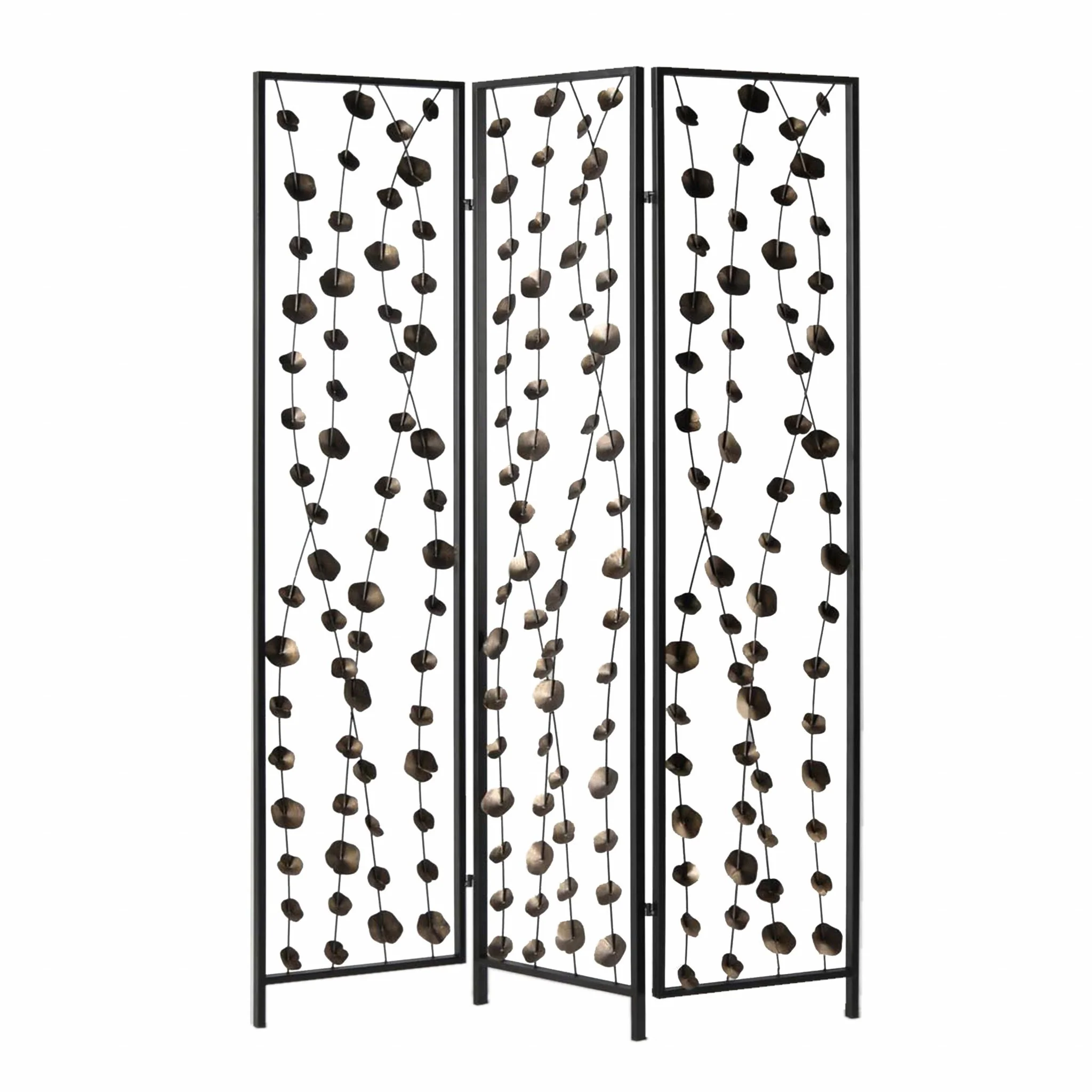 Gray And Bronze Metal Falling Blooms Screen By Homeroots - Image 3