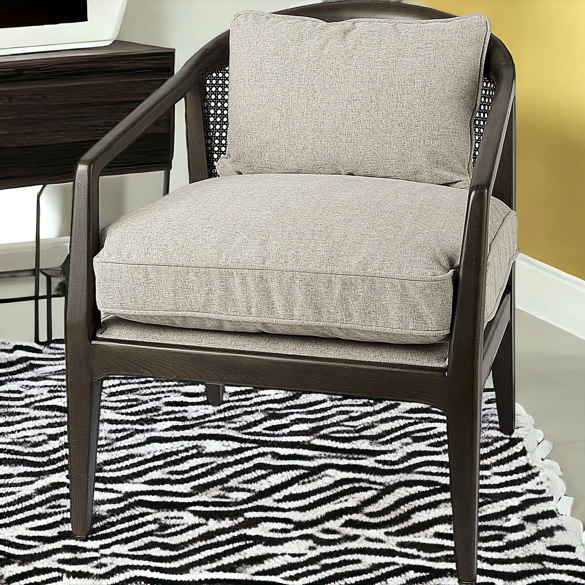 Gray and Brown Fabric Arm Chair By Homeroots - Image 2