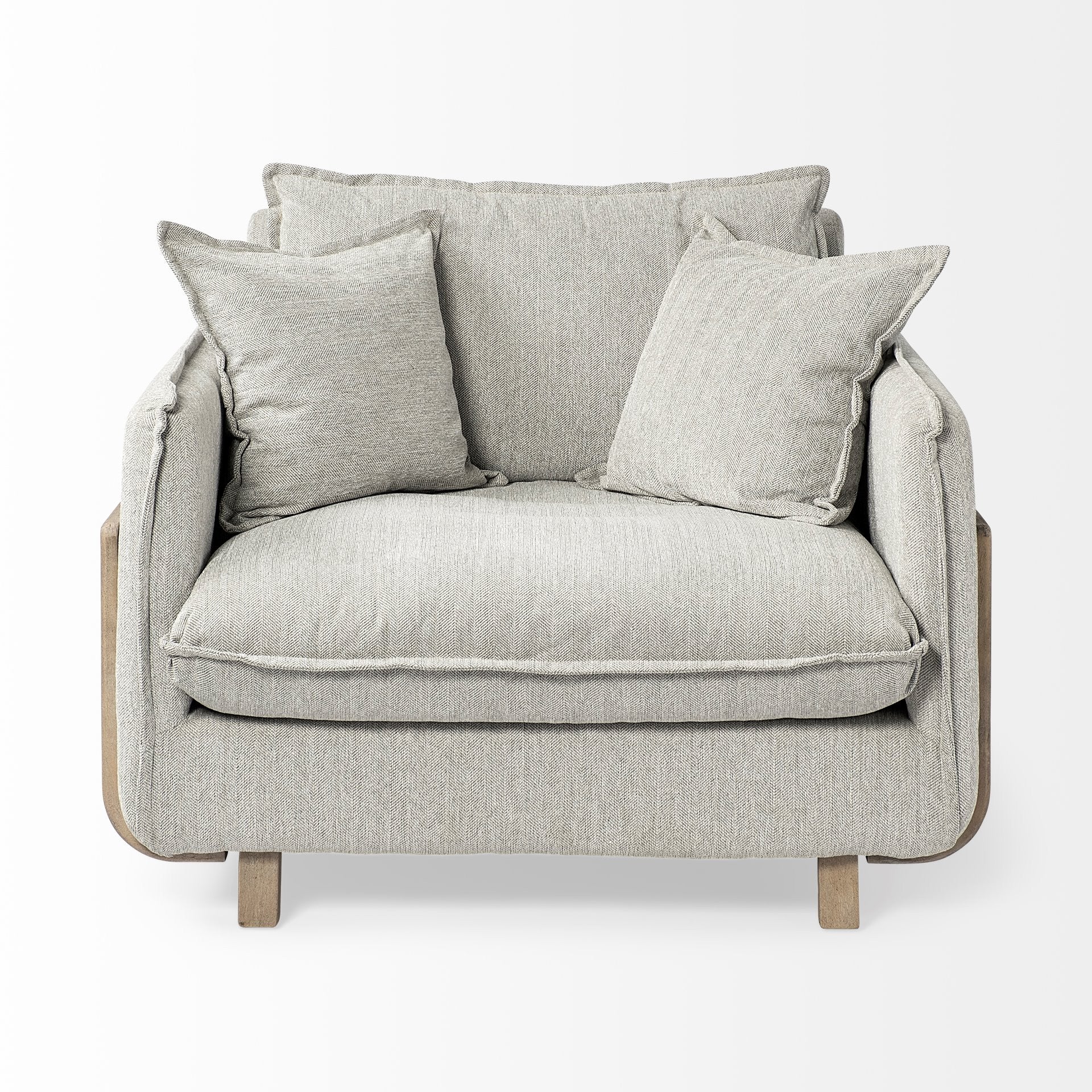 Gray and Brown Fabric Club Chair By Homeroots - Image 2