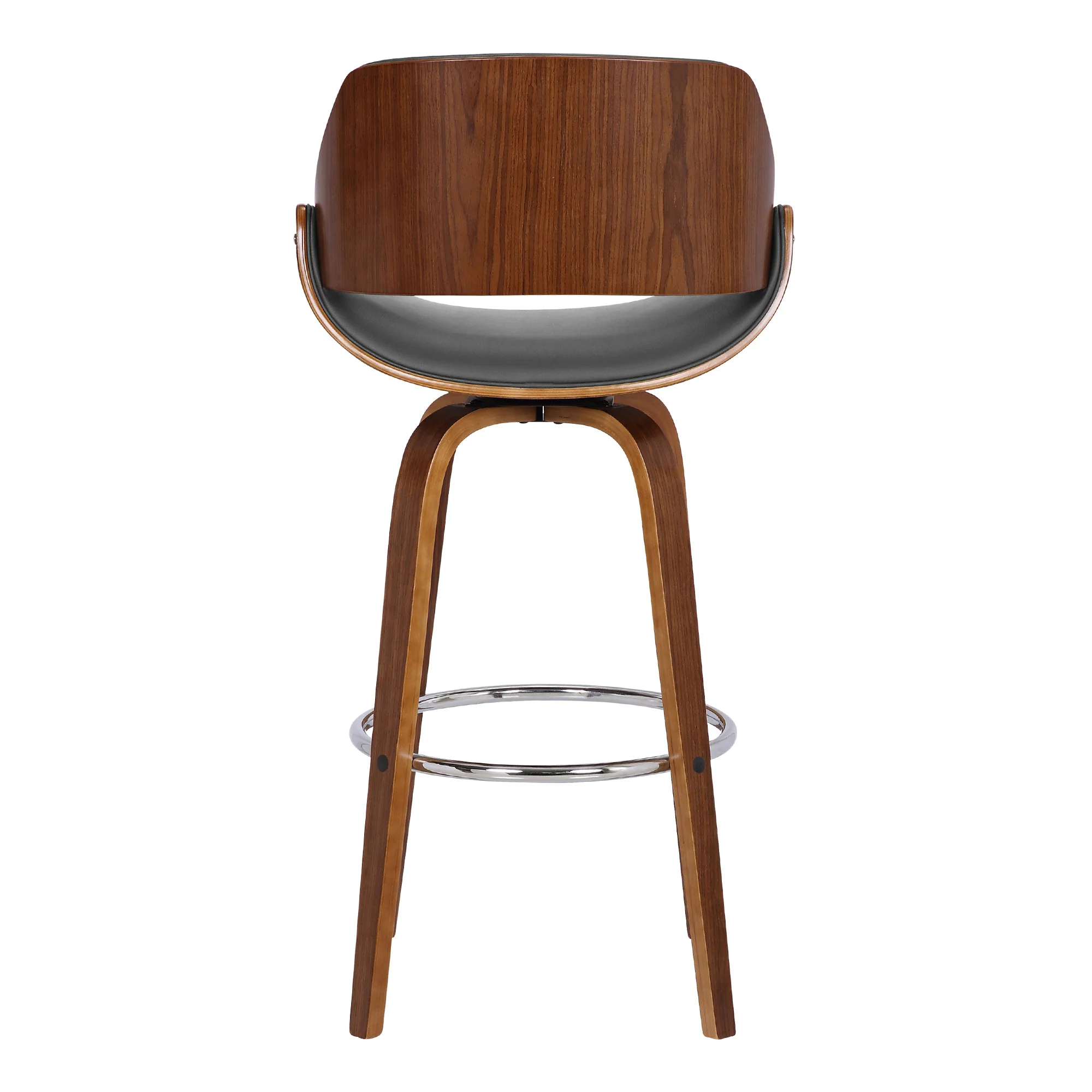 Gray And Brown Faux Leather And Iron Swivel Low Back Counter Height Bar Chair By Homeroots - Image 6