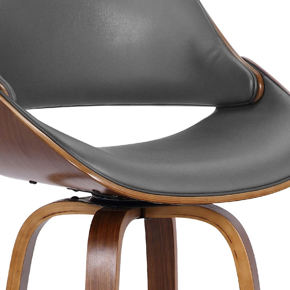 Gray And Brown Faux Leather And Iron Swivel Low Back Counter Height Bar Chair By Homeroots - Image 8