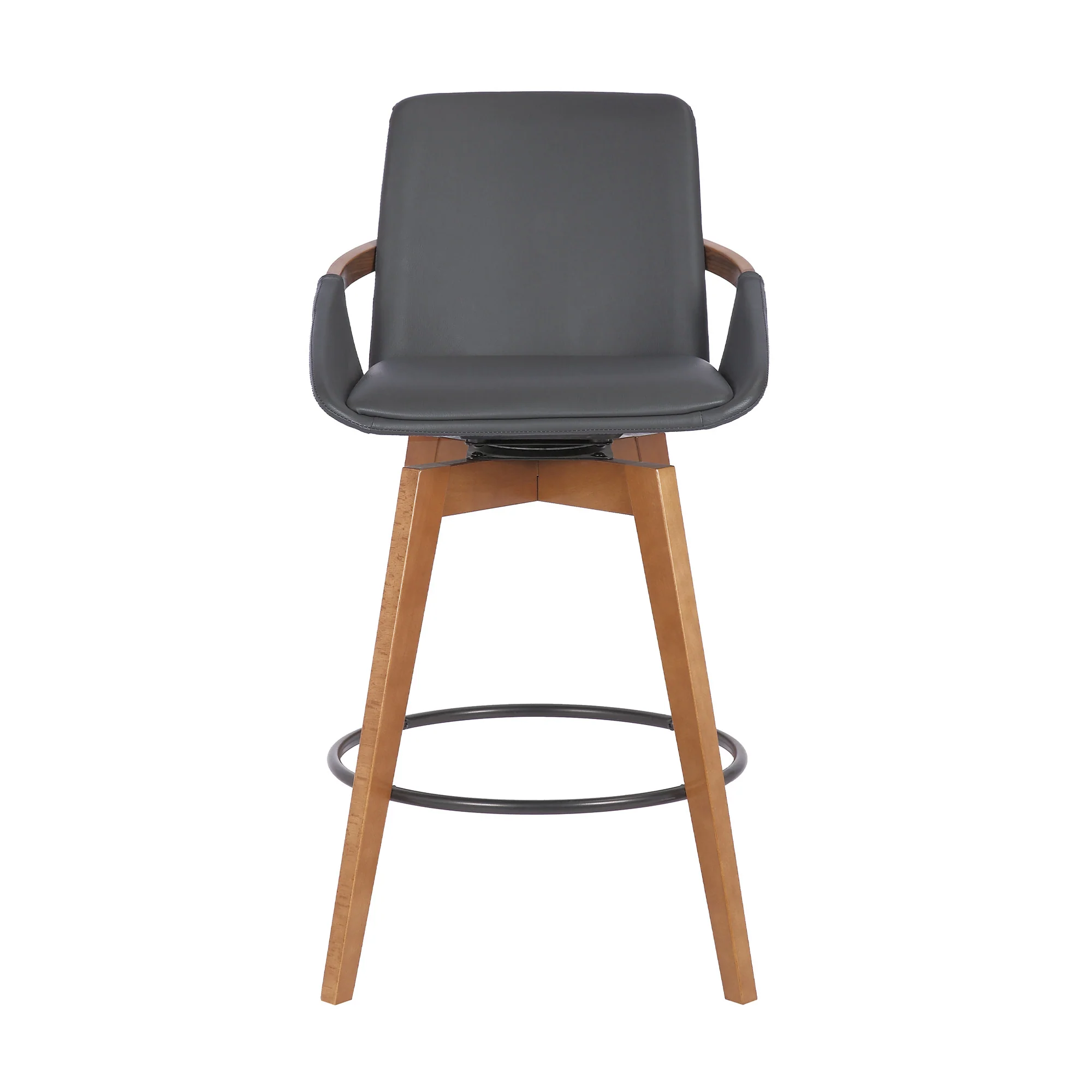 Gray And Brown Iron Swivel Counter Height Bar Chair By Homeroots - Image 4