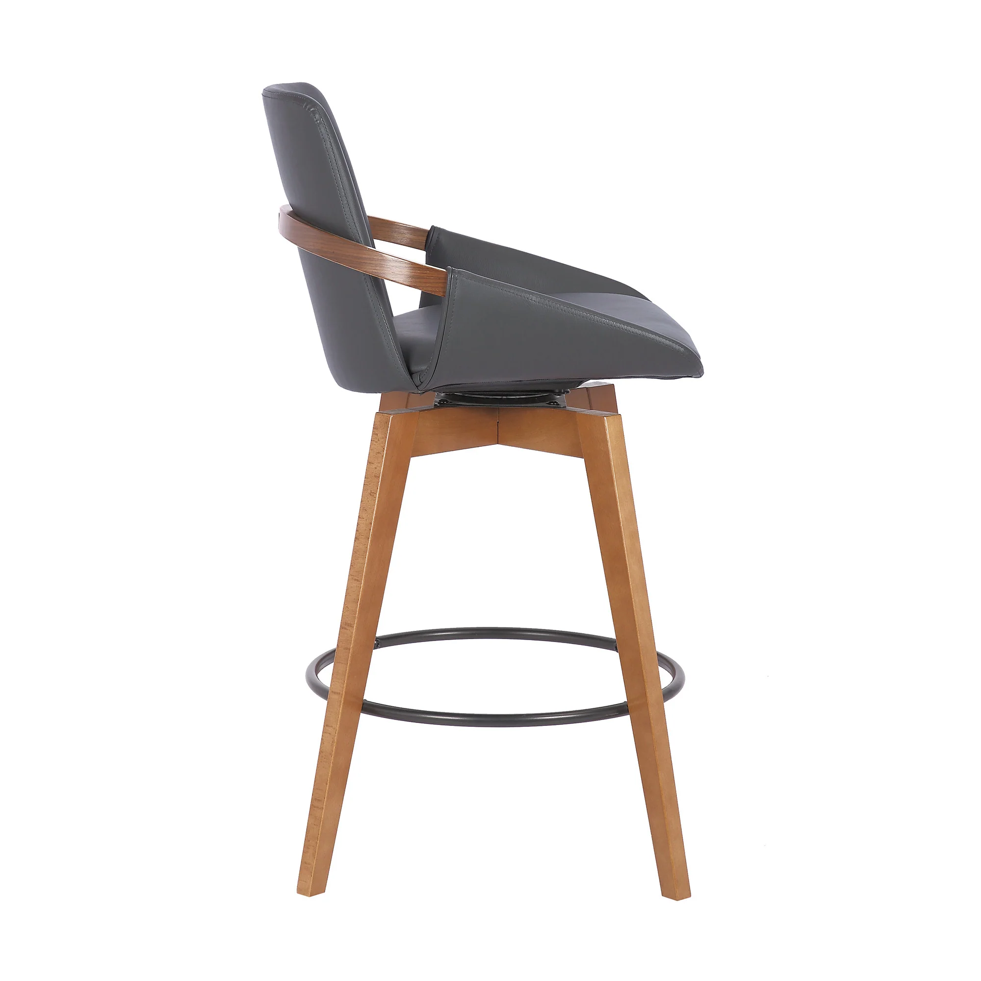 Gray And Brown Iron Swivel Counter Height Bar Chair By Homeroots - Image 5