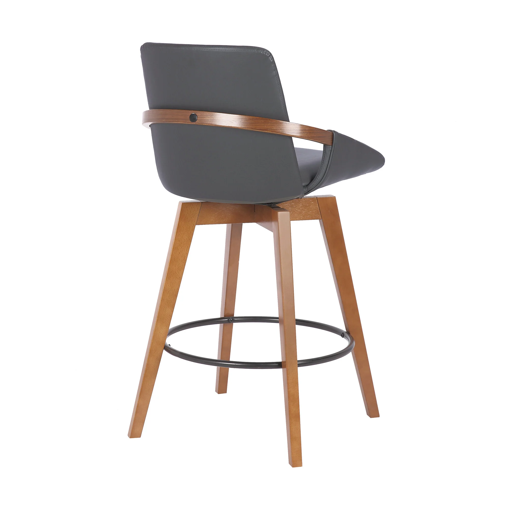 Gray And Brown Iron Swivel Counter Height Bar Chair By Homeroots - Image 6