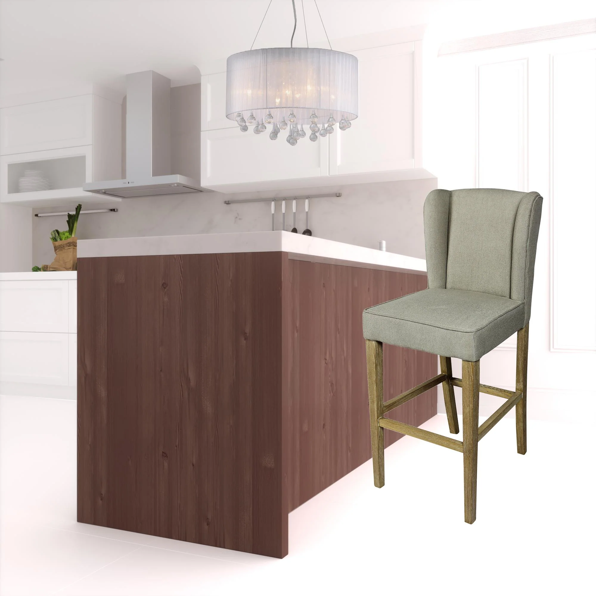 Gray And Brown Solid Wood Bar Height Bar Chair By Homeroots - Image 2