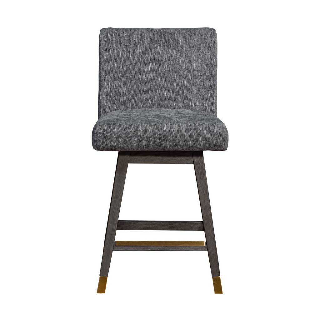 Gray and Brown Solid Wood Counter Height Swivel Bar Chair By Homeroots - Image 3