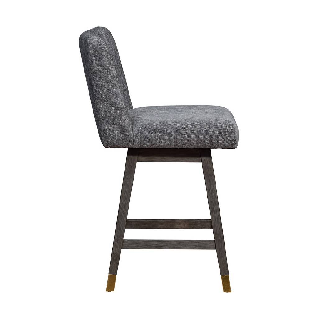 Gray and Brown Solid Wood Counter Height Swivel Bar Chair By Homeroots - Image 4
