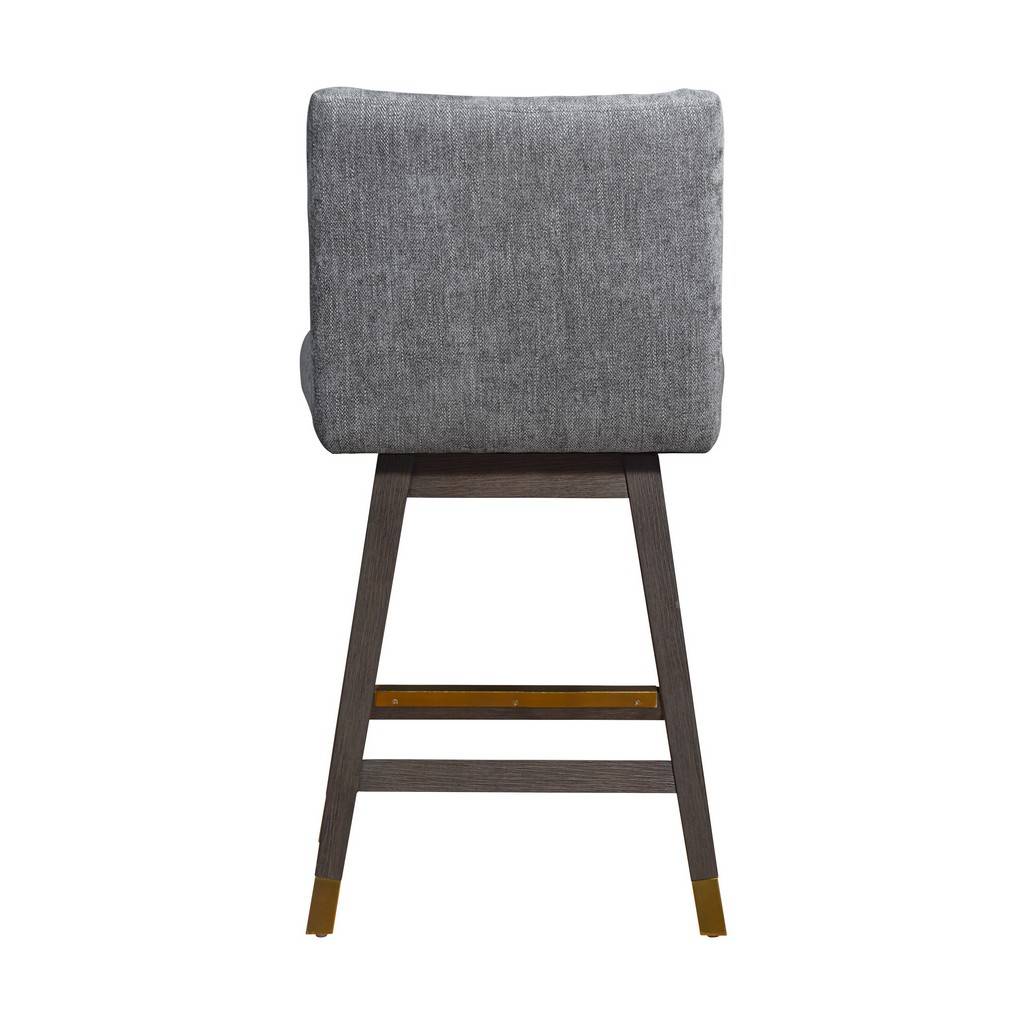 Gray and Brown Solid Wood Counter Height Swivel Bar Chair By Homeroots - Image 5