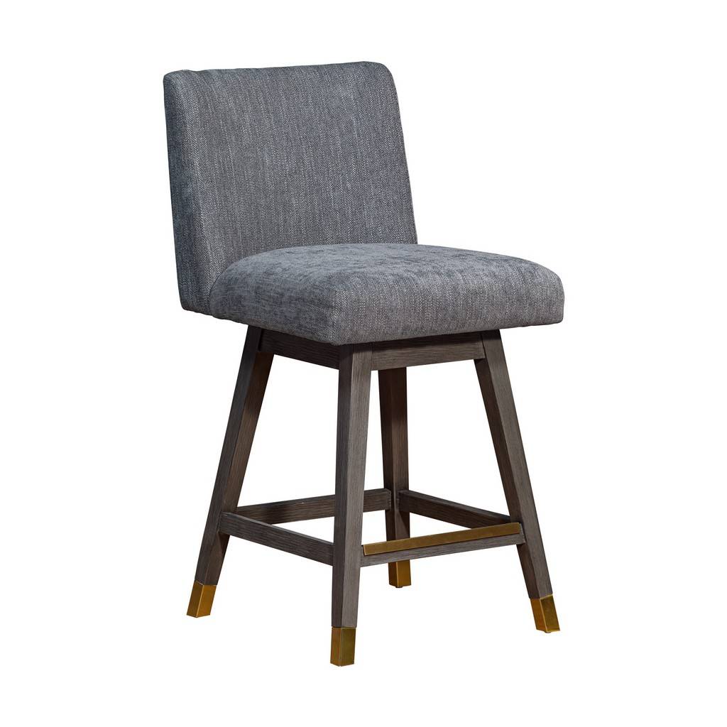 Gray and Brown Solid Wood Counter Height Swivel Bar Chair By Homeroots - Image 6