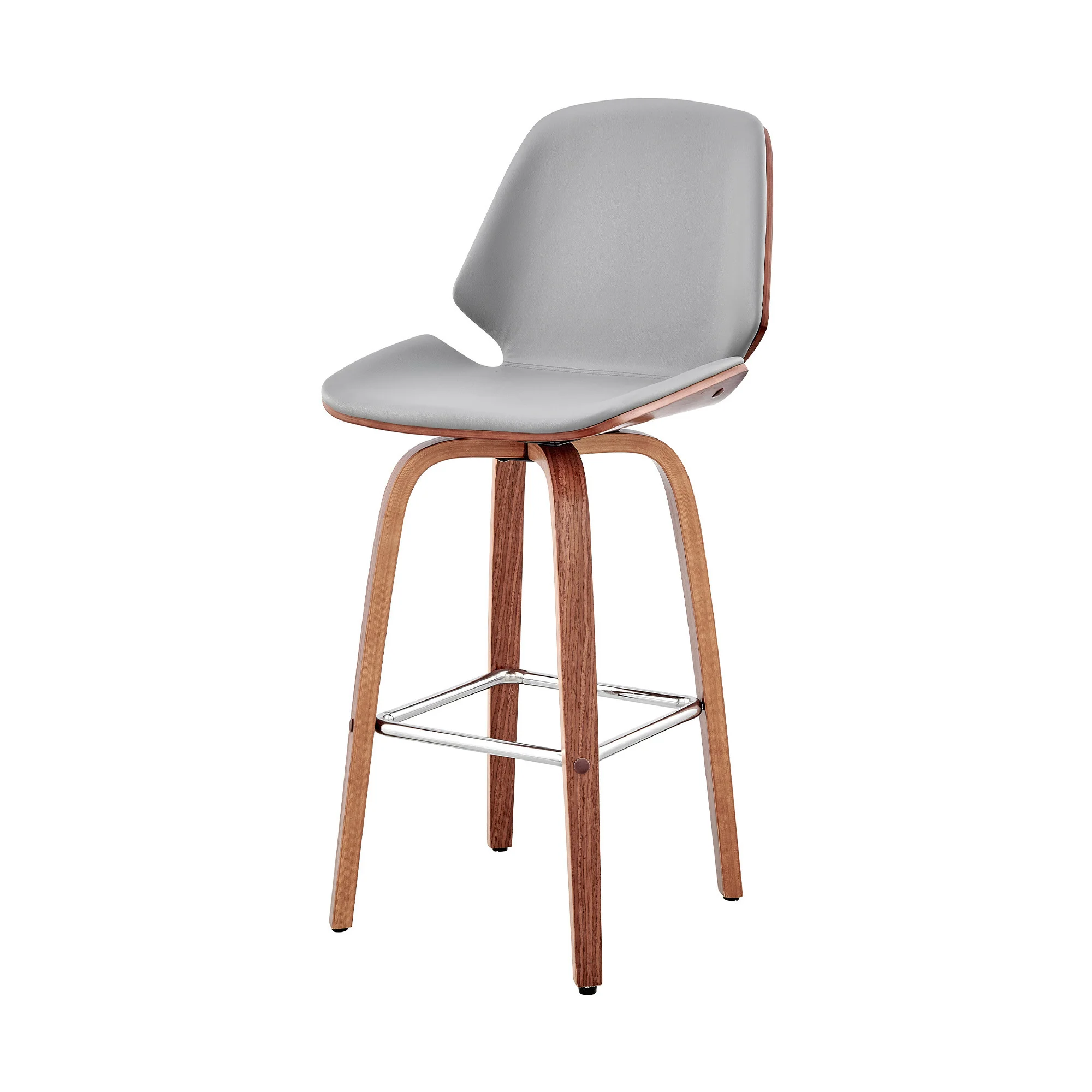 Gray And Brown Swivel Counter Height Bar Chair By Homeroots - Image 4