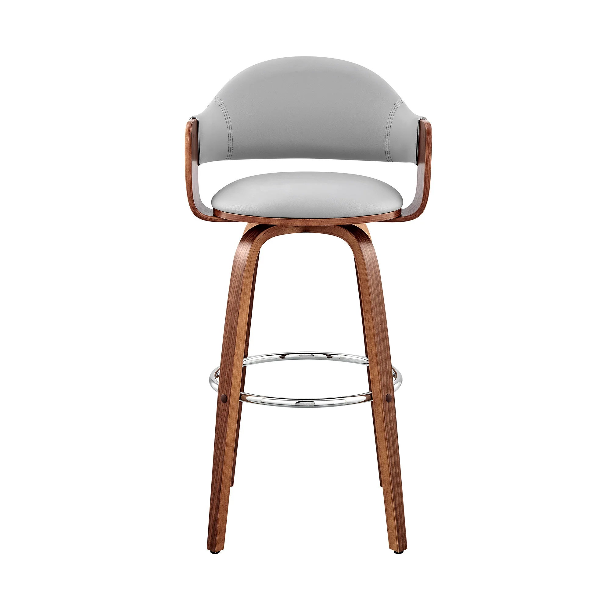 Gray And Brown Swivel Low Back Bar Height Bar Chair By Homeroots - Image 2