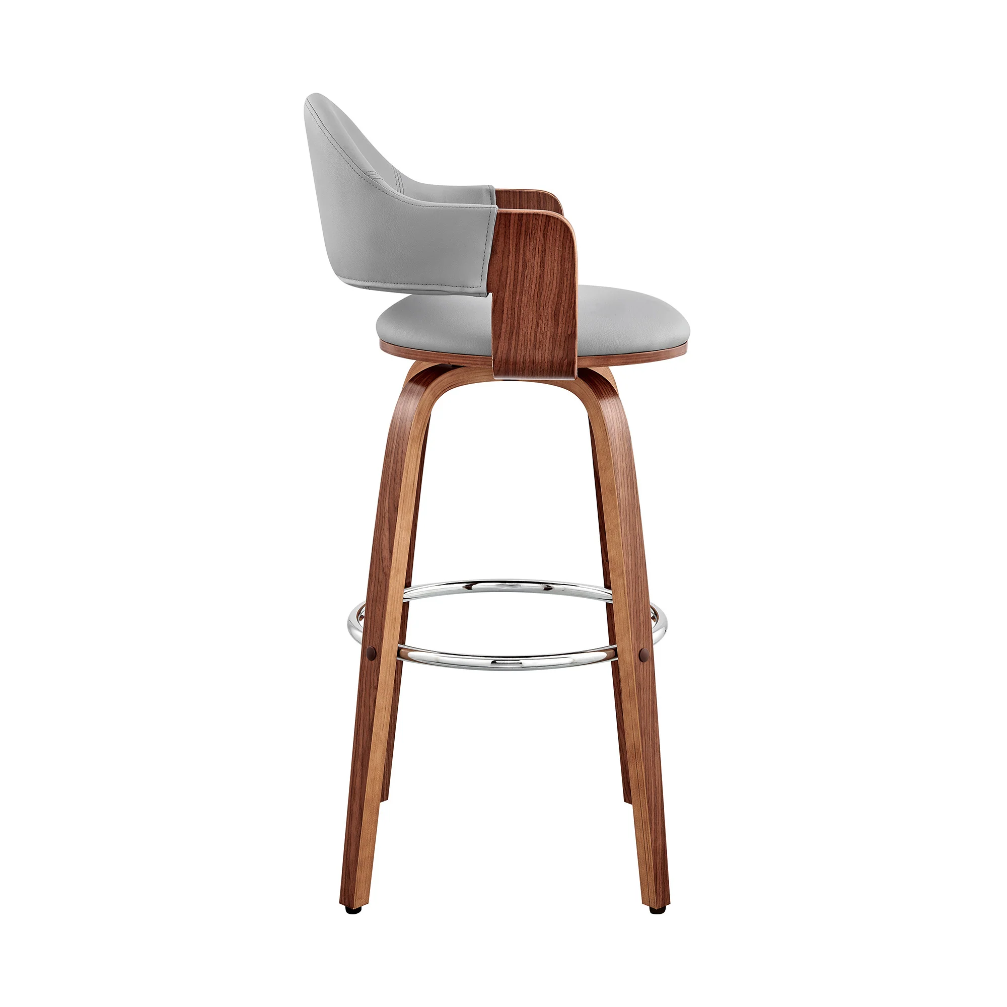 Gray And Brown Swivel Low Back Bar Height Bar Chair By Homeroots - Image 3