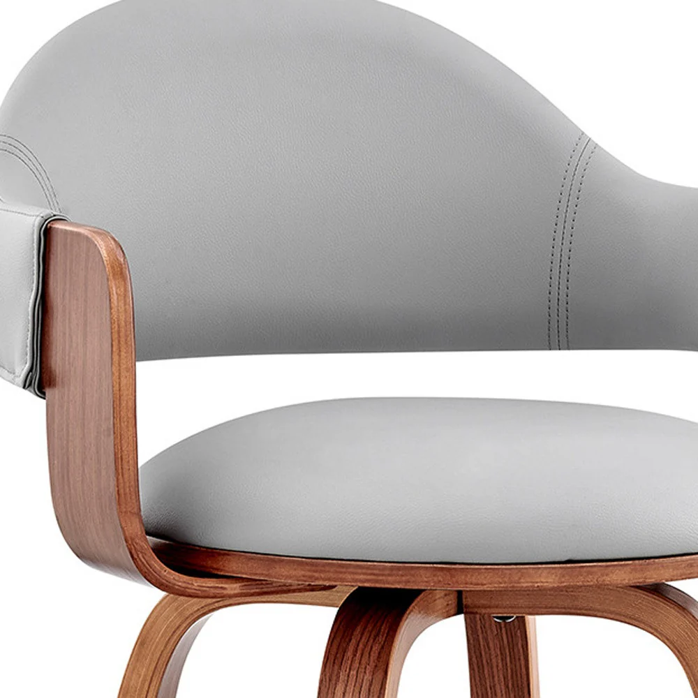 Gray And Brown Swivel Low Back Bar Height Bar Chair By Homeroots - Image 6