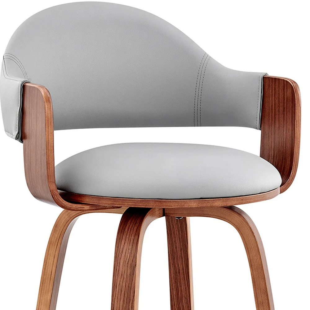 Gray And Brown Swivel Low Back Counter Height Bar Chair By Homeroots - Image 4