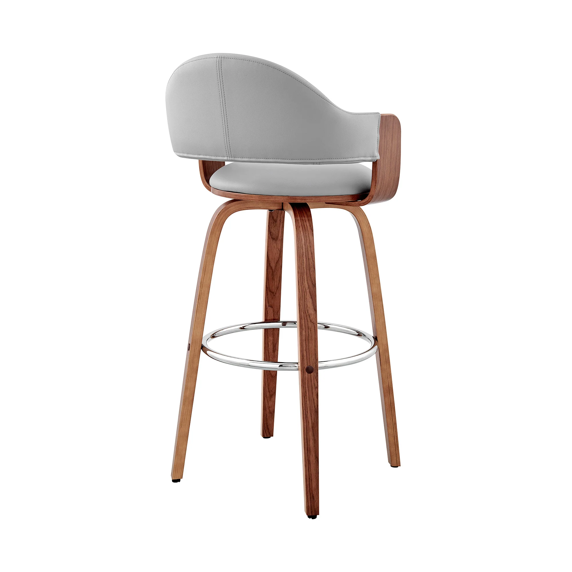 Gray And Brown Swivel Low Back Counter Height Bar Chair By Homeroots - Image 5