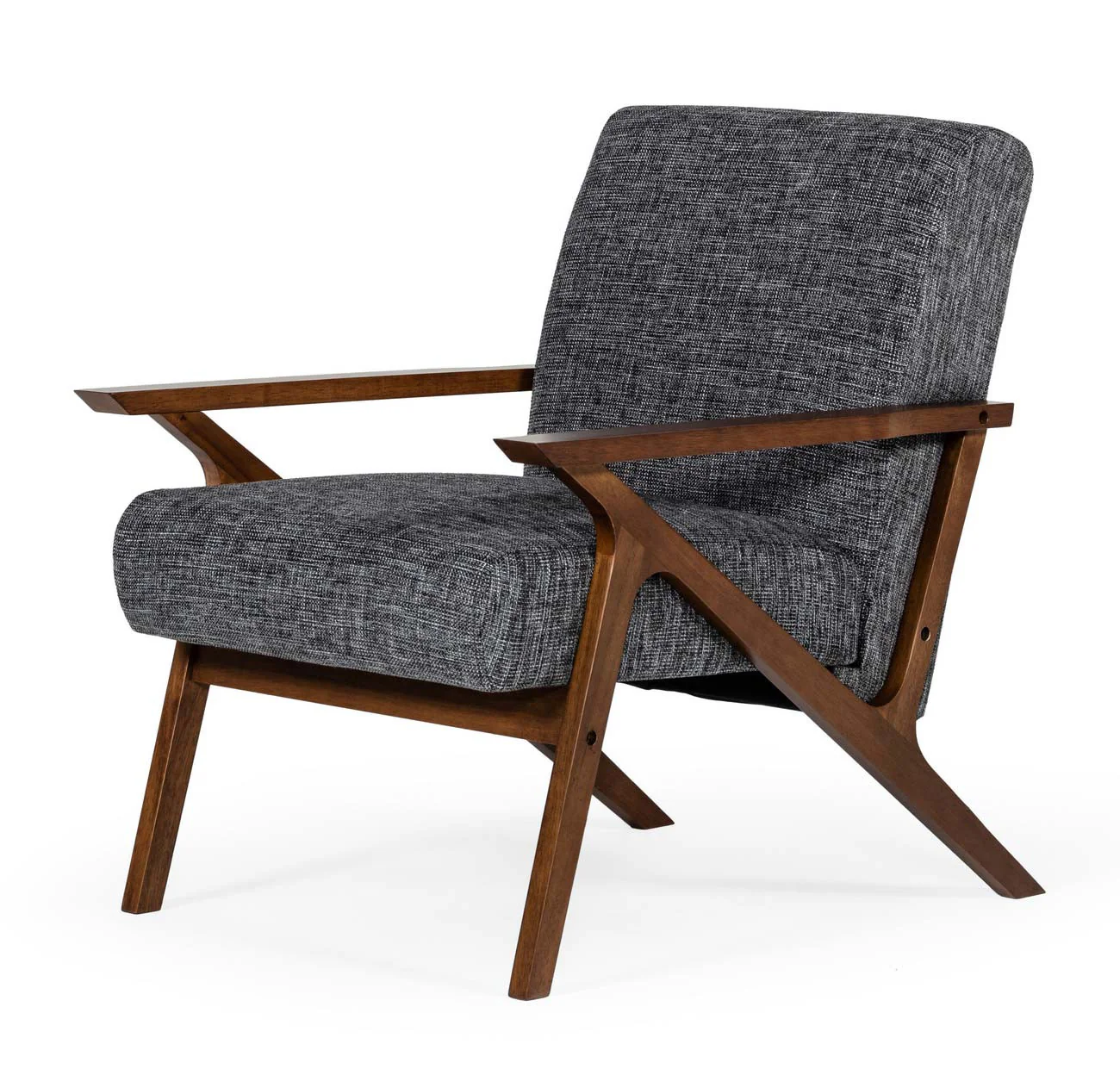Gray And Brown Upholstered Arm Chair By Homeroots - Image 2