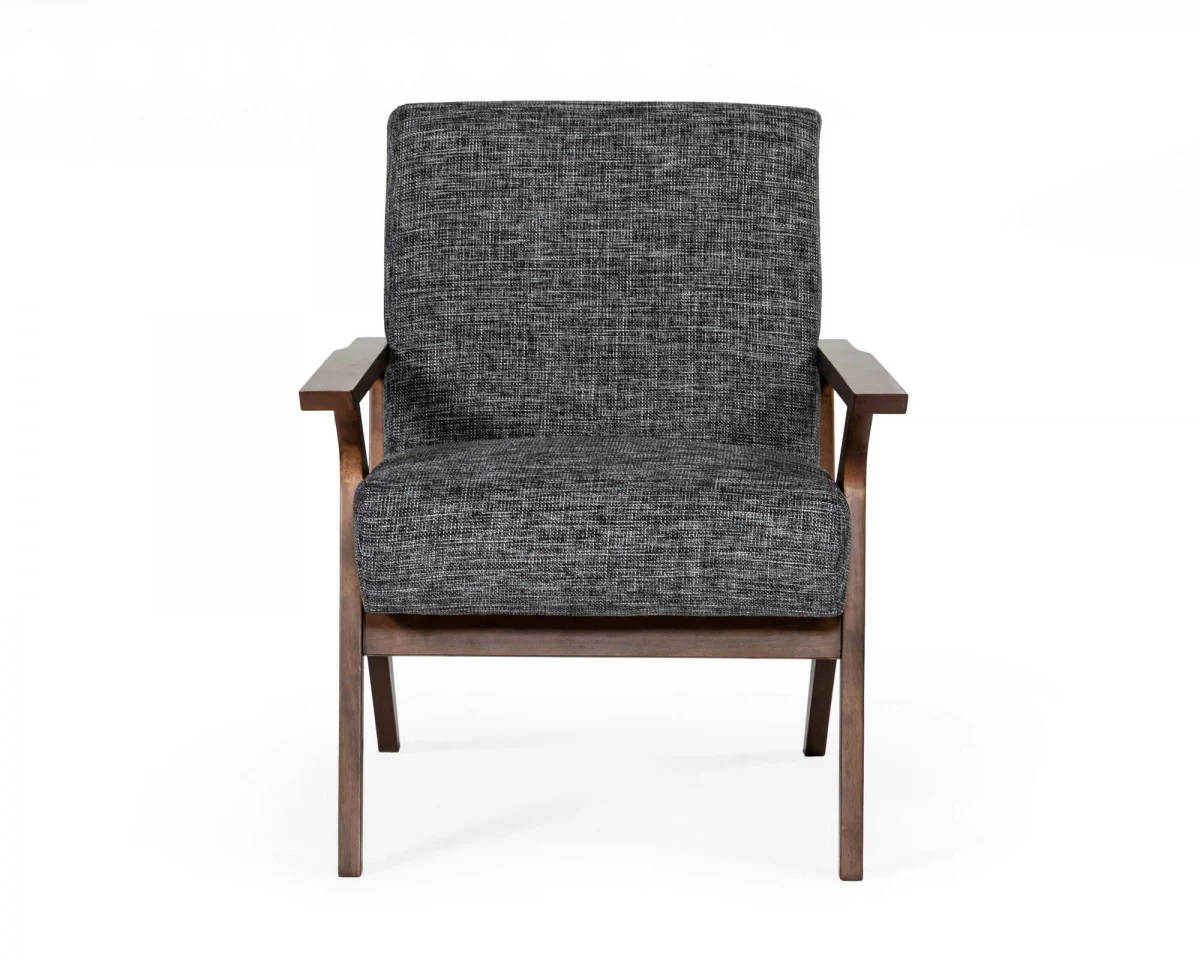 Gray And Brown Upholstered Arm Chair By Homeroots - Image 3