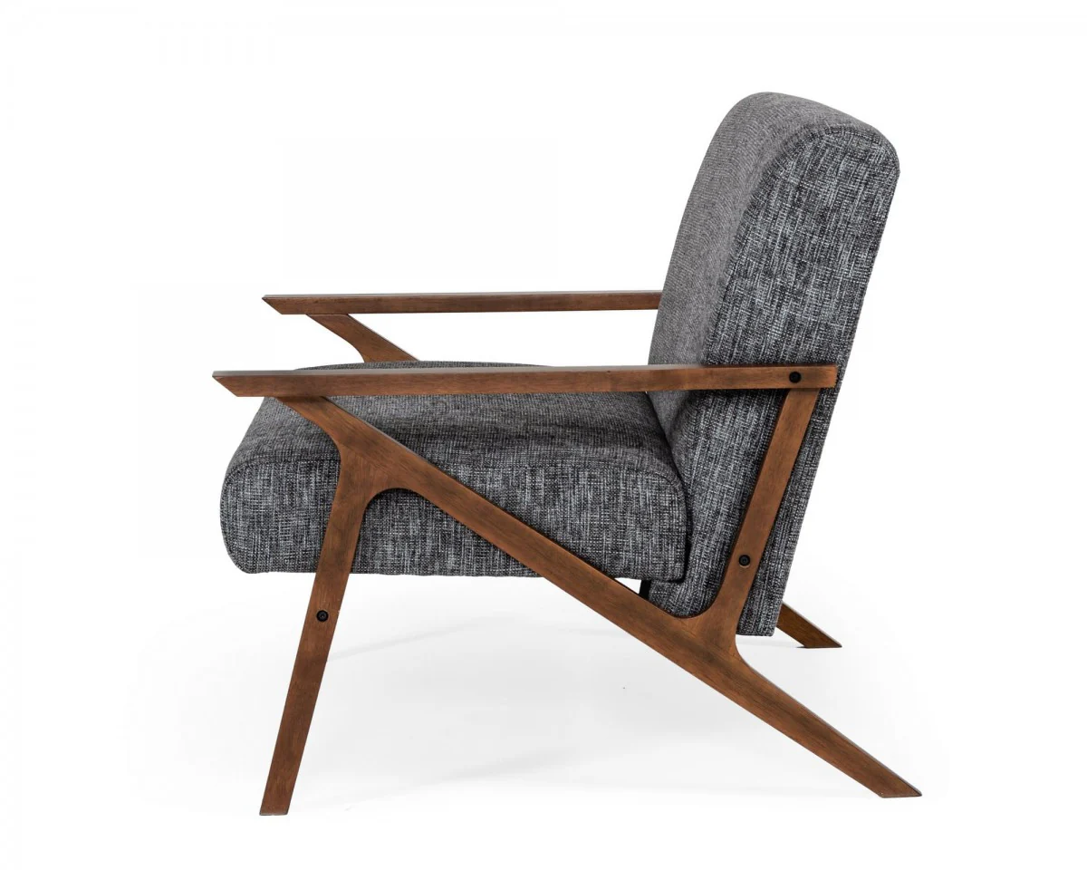 Gray And Brown Upholstered Arm Chair By Homeroots - Image 4