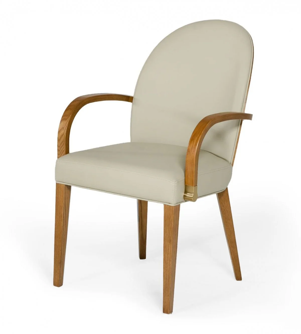 Gray And Brown Upholstered Faux Leather Dining Arm Chair By Homeroots - Image 4