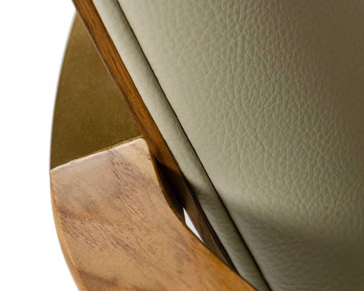 Gray And Brown Upholstered Faux Leather Dining Arm Chair By Homeroots - Image 6
