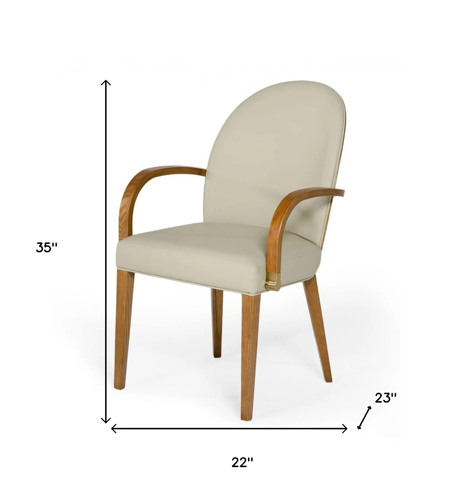 Gray And Brown Upholstered Faux Leather Dining Arm Chair By Homeroots - Image 7