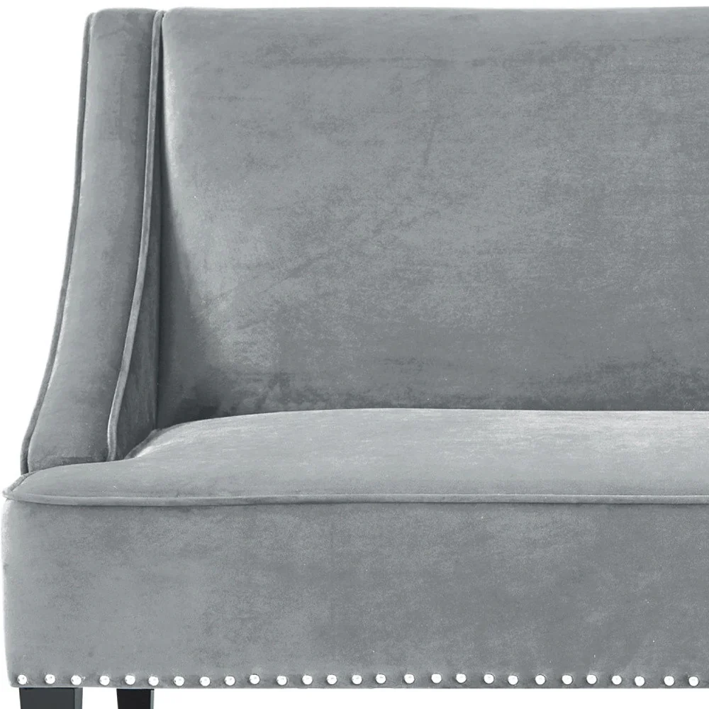 Gray And Brown Upholstered Velvet Bench By Homeroots - Image 2