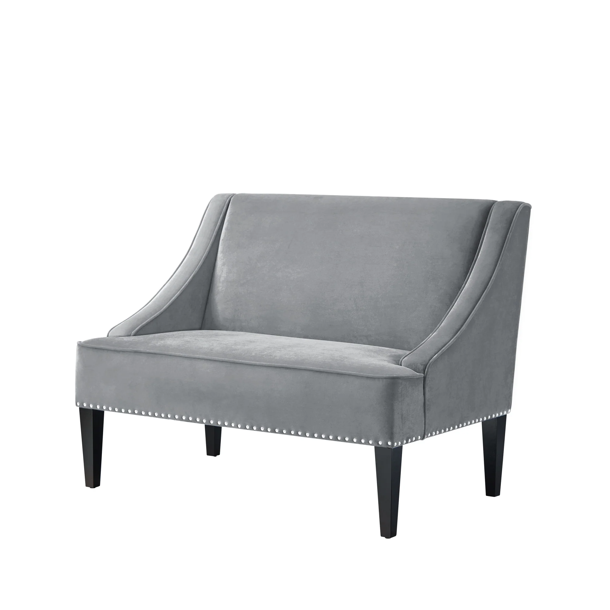 Gray And Brown Upholstered Velvet Bench By Homeroots - Image 4