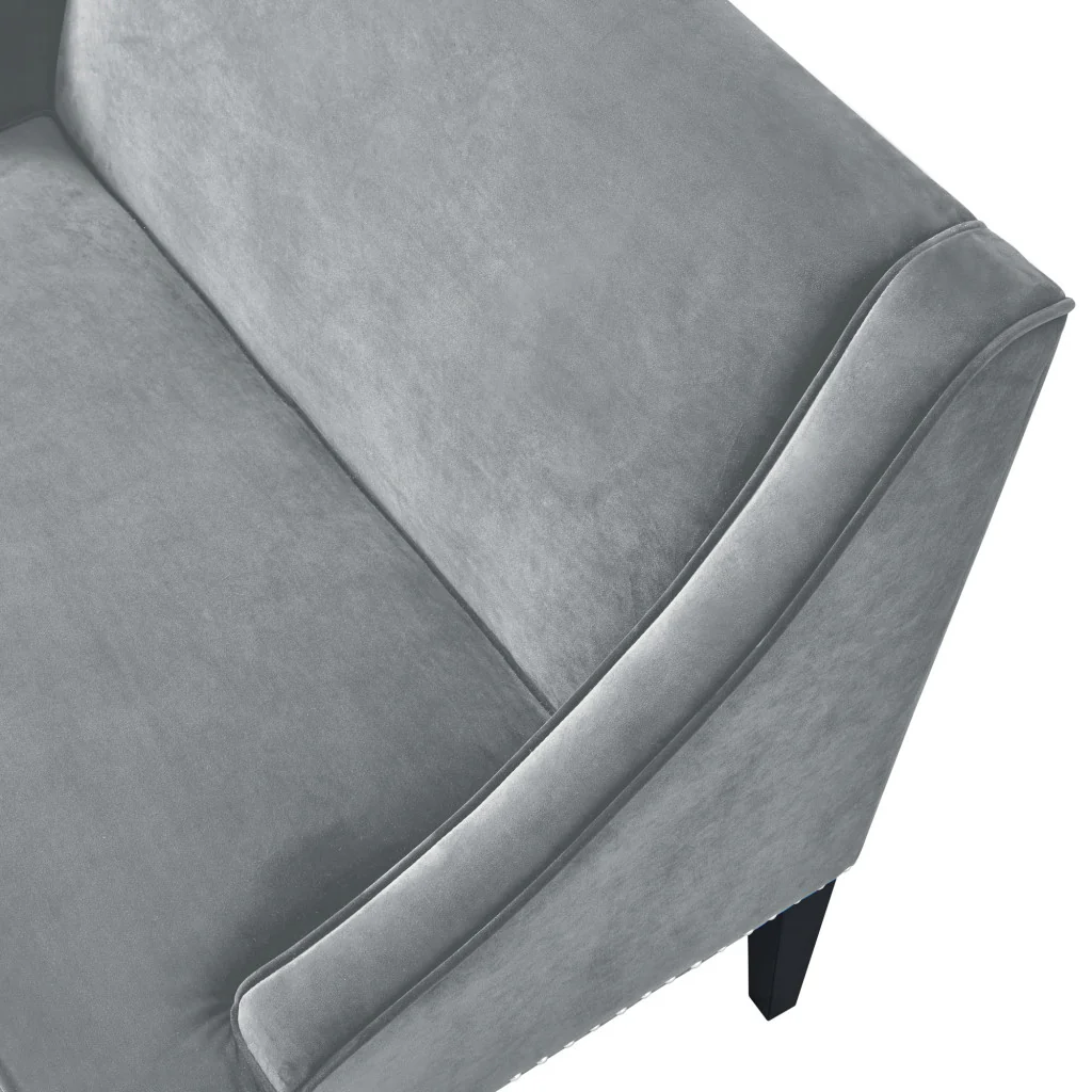 Gray And Brown Upholstered Velvet Bench By Homeroots - Image 5