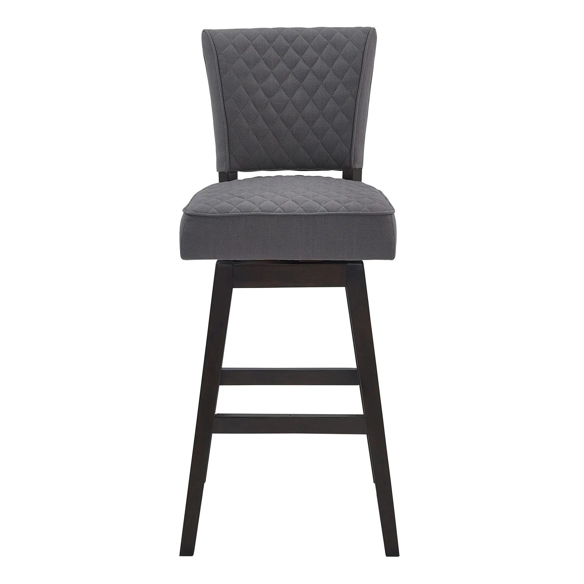 Gray and Espresso Fabric and Solid Wood Counter Height Swivel Bar Chair By Homeroots - Image 3