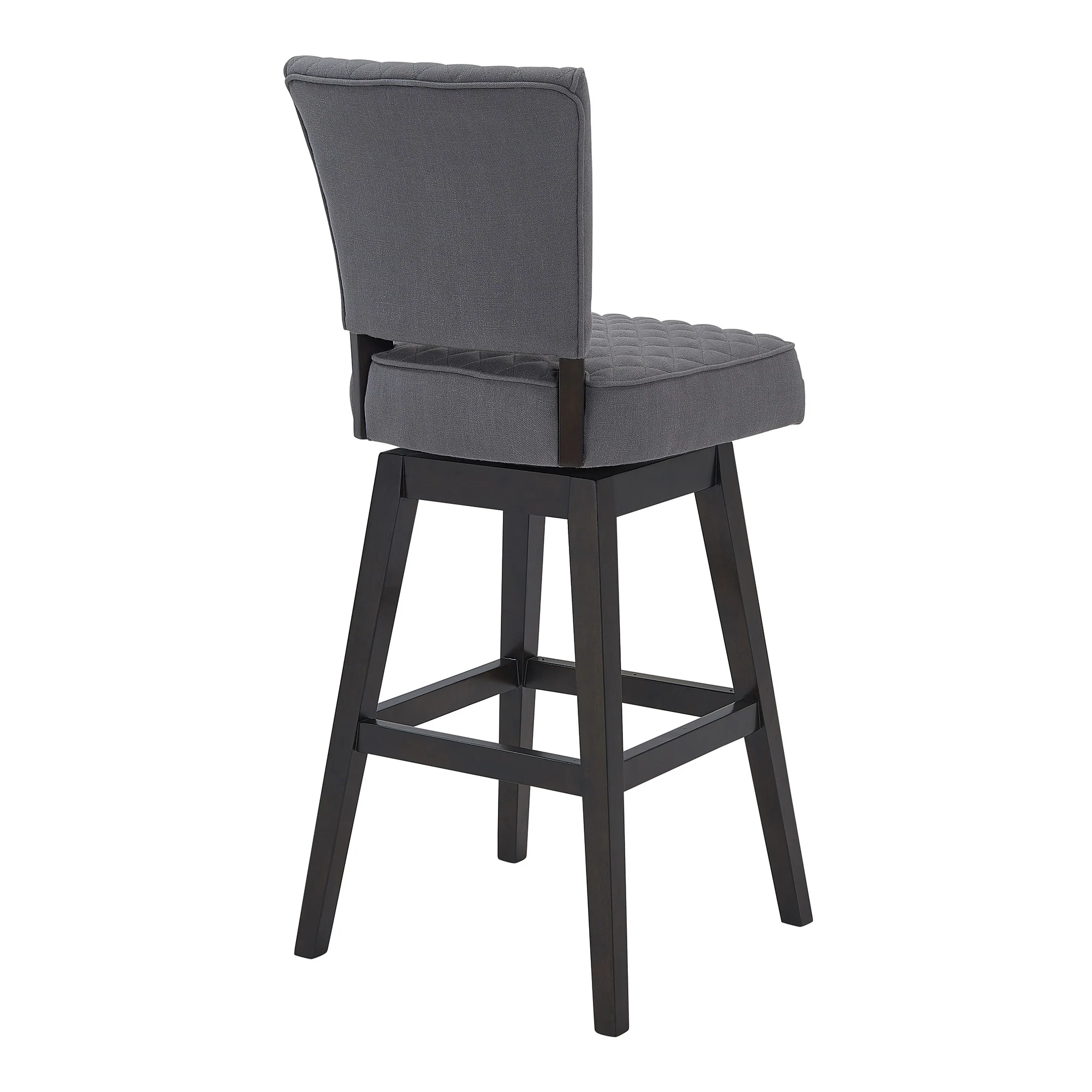 Gray and Espresso Fabric and Solid Wood Counter Height Swivel Bar Chair By Homeroots - Image 4