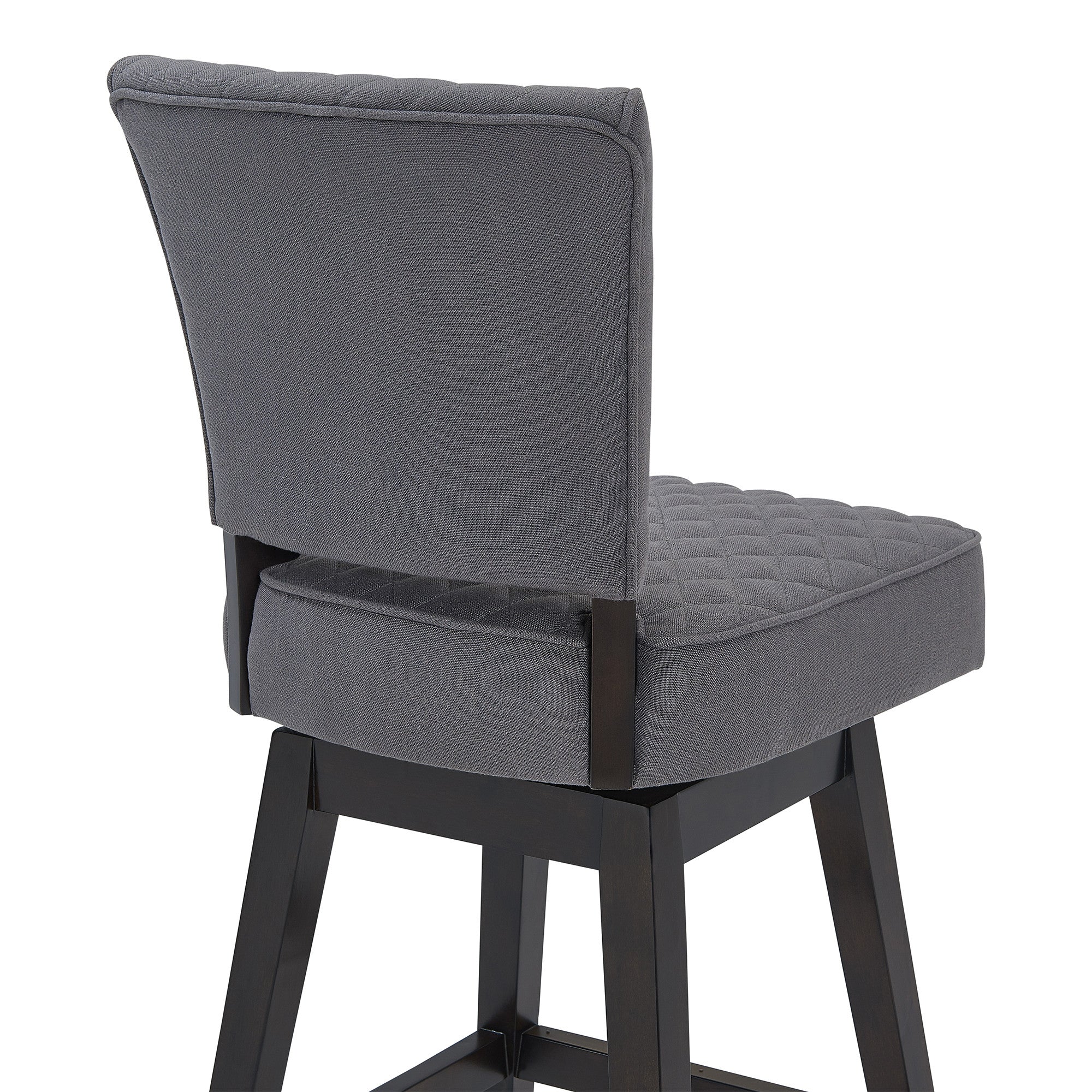 Gray and Espresso Fabric and Solid Wood Counter Height Swivel Bar Chair By Homeroots - Image 5
