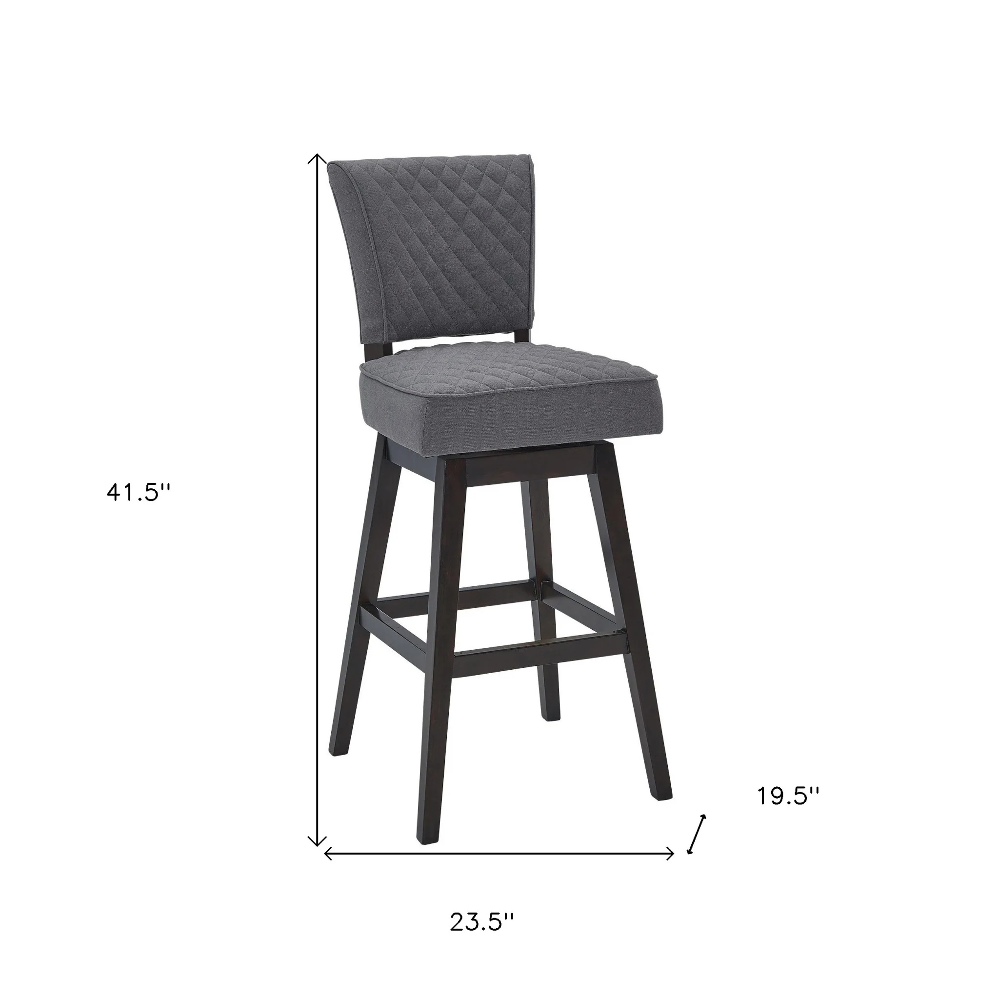 Gray and Espresso Fabric and Solid Wood Counter Height Swivel Bar Chair By Homeroots - Image 7