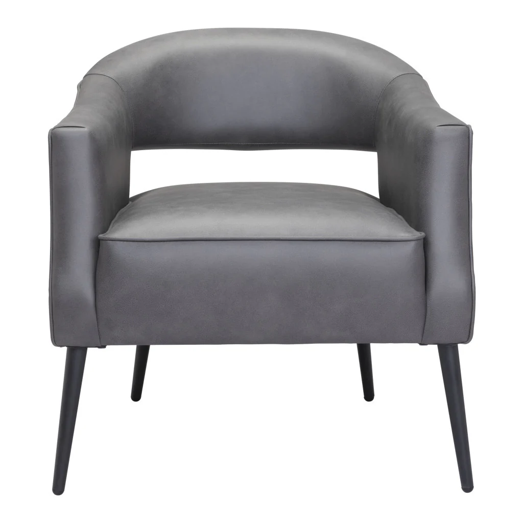 Gray And Gold Faux Leather And Upholstered Arm Chair By Homeroots - Image 3