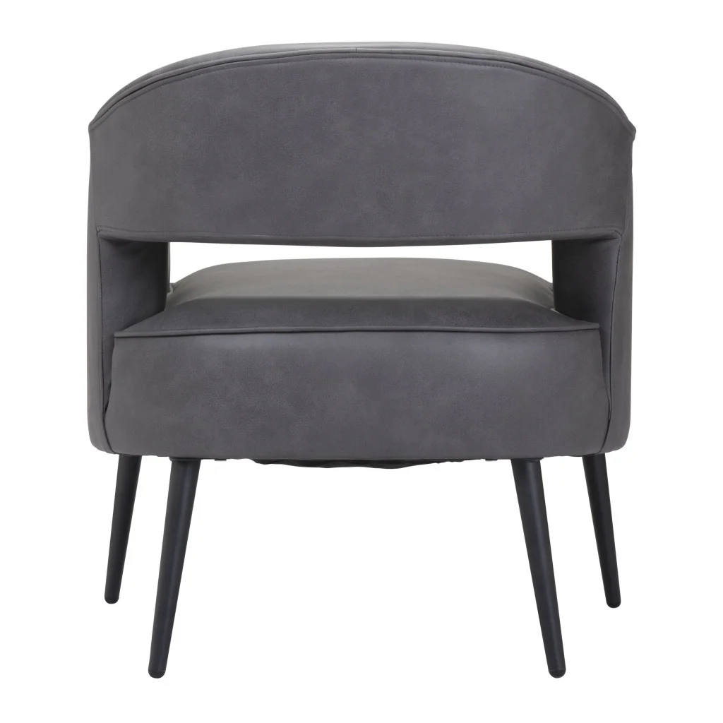 Gray And Gold Faux Leather And Upholstered Arm Chair By Homeroots - Image 4