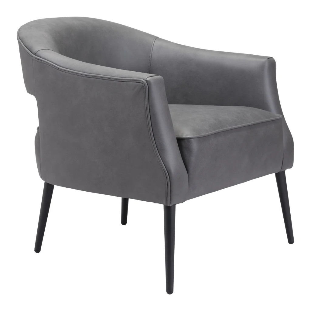 Gray And Gold Faux Leather And Upholstered Arm Chair By Homeroots - Image 5