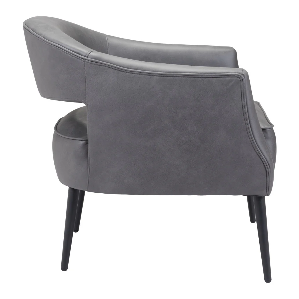 Gray And Gold Faux Leather And Upholstered Arm Chair By Homeroots - Image 6