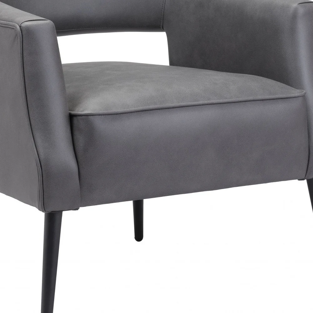 Gray And Gold Faux Leather And Upholstered Arm Chair By Homeroots - Image 7